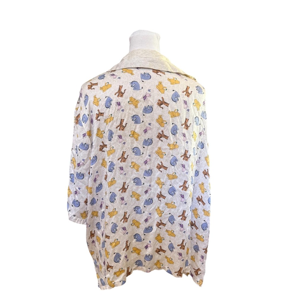 Vintage Walt Disney World Winnie the Pooh 100% Silk Pajama Shirt Cream Medium - Picture 3 of 6